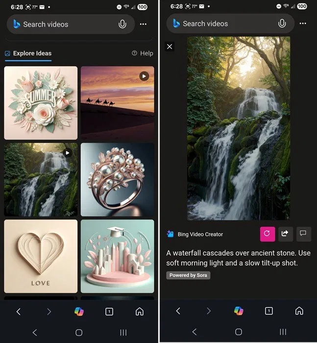 Video mẫu được tạo trong Bing Video Creator cùng với prompt.