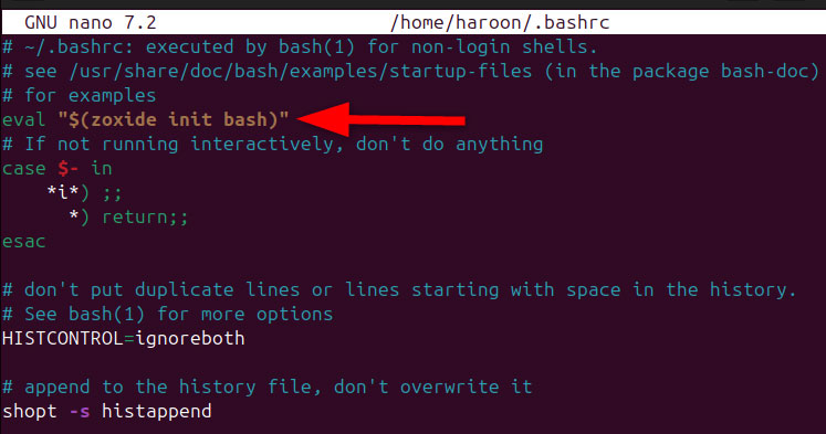 Sửa đổi cấu hình của Bash Terminal để sử dụng công cụ dòng lệnh zoxide.