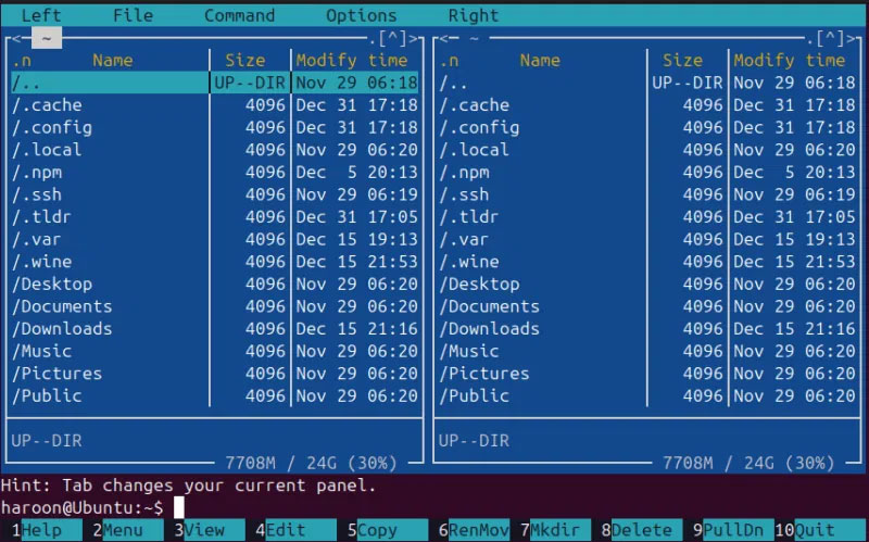 Xem file trên Mc File Manager trong Linux.