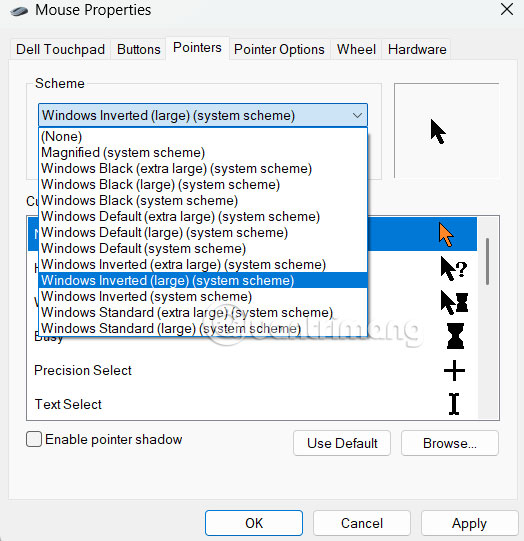 Cách đổi màu trỏ chuột Windows 11 qua Control Panel