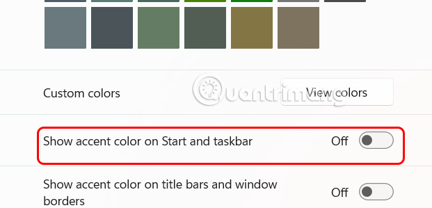 Tắt màu sắc thanh taskbar Windows 11