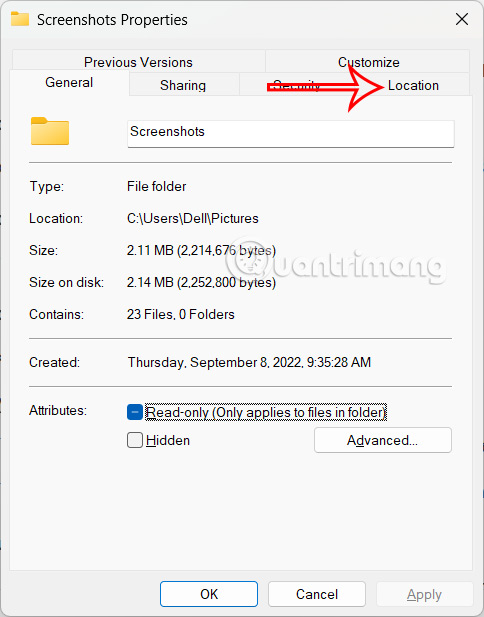 Chỉnh tab Location