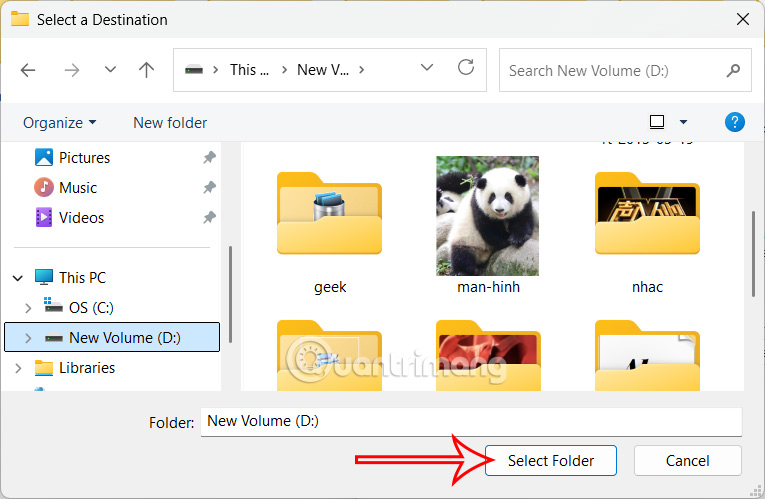 Đổi thư mục ảnh chụp màn hình Windows