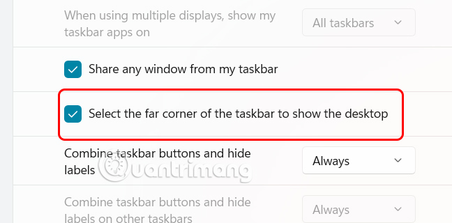 Hiển thị Show Desktop trên Windows 11