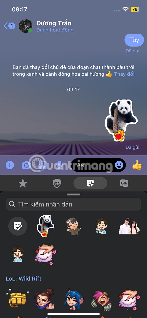 Gửi sticker Messenger