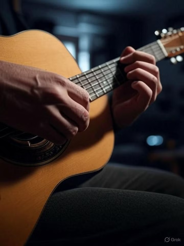 Hình ảnh do AI tạo ra về đôi bàn tay đang chơi guitar