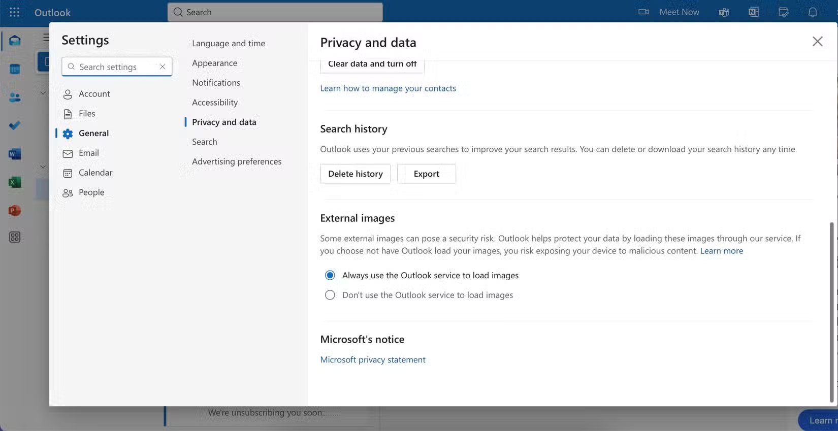 Tính năng load hình ảnh bên ngoài trong Outlook