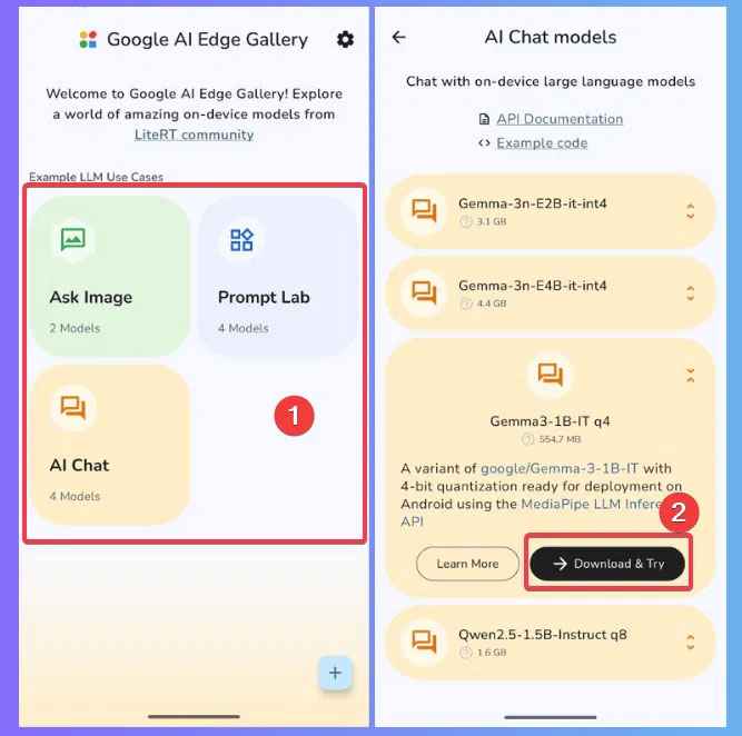 Tải xuống mô hình AI ngoại tuyến cho Android