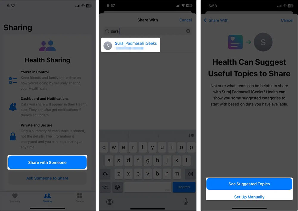 Chia sẻ dữ liệu Sức khỏe trên iPhone