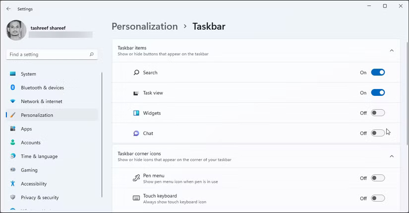 Tắt widget Chat Windows 11