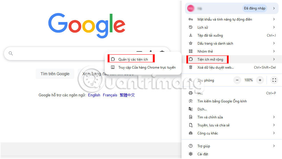 Quản lý tiện ích mở rộng