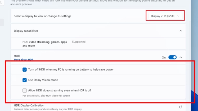 Kích hoạt Dolby Vision HDR trong Windows 11