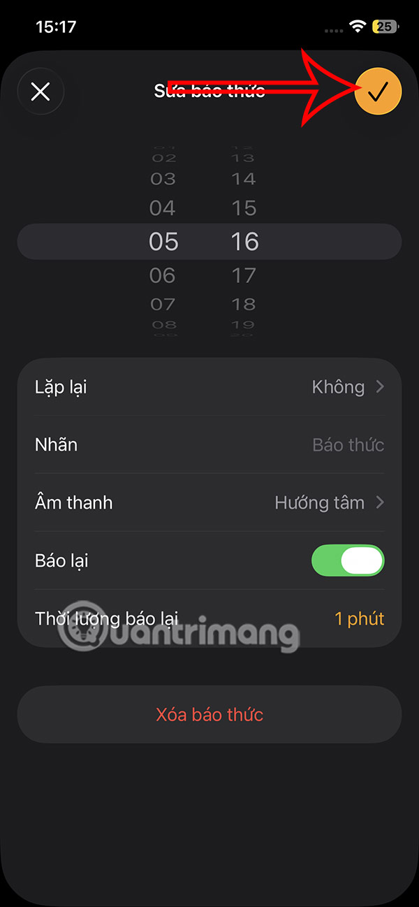 Lưu báo thức trên iPhone