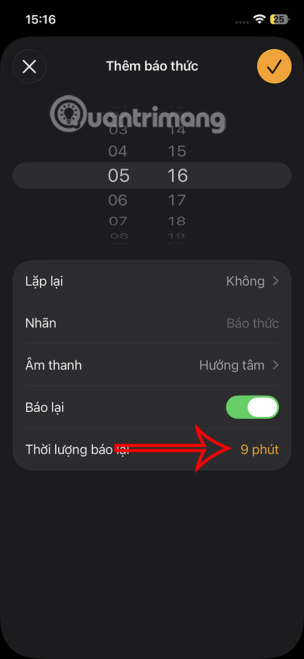 Thời lượng báo lại iPhone