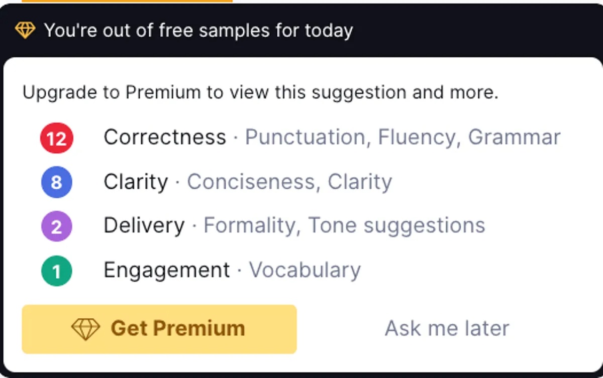 Grammarly sử dụng mã màu để đánh dấu các từ và cụm từ cần bạn chú ý.