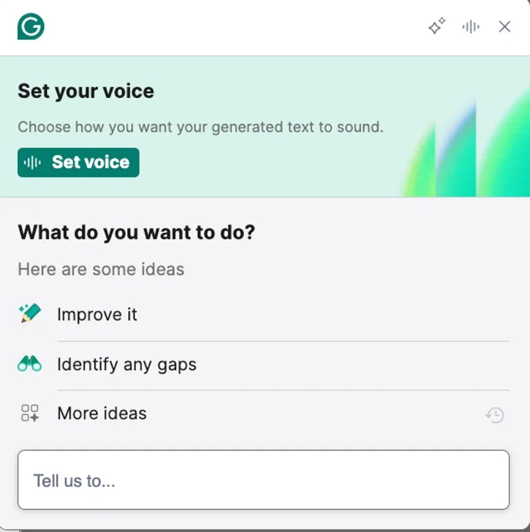 Khả năng thiết lập giọng nói của Grammarly Generative AI