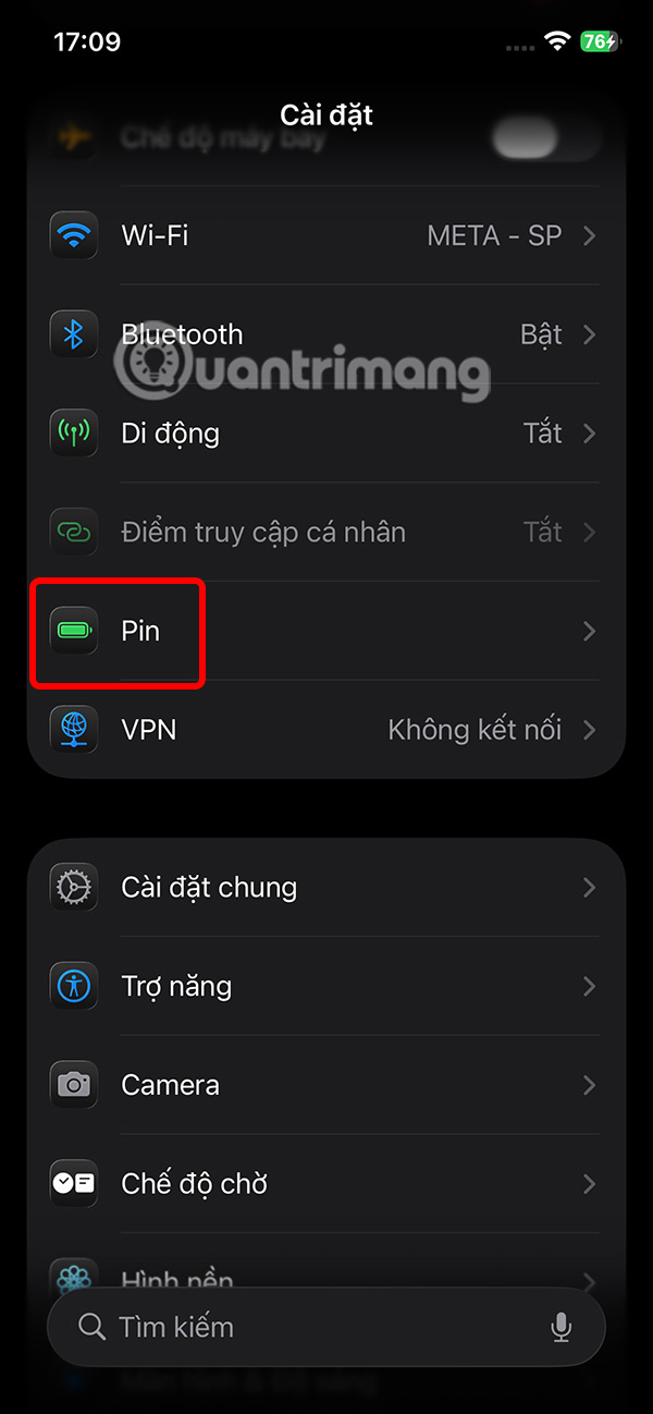 Cài đặt Pin