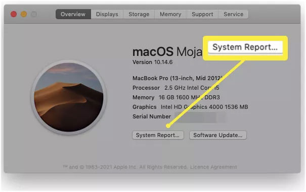 Phần About This Mac với tùy chọn System Report