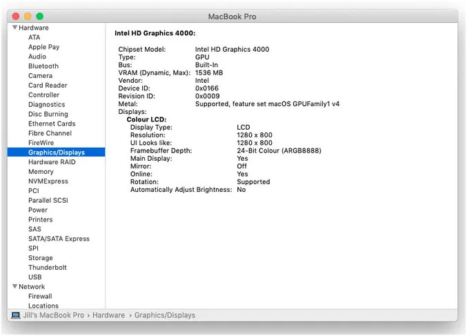 Kiểm tra VRAM trong macOS
