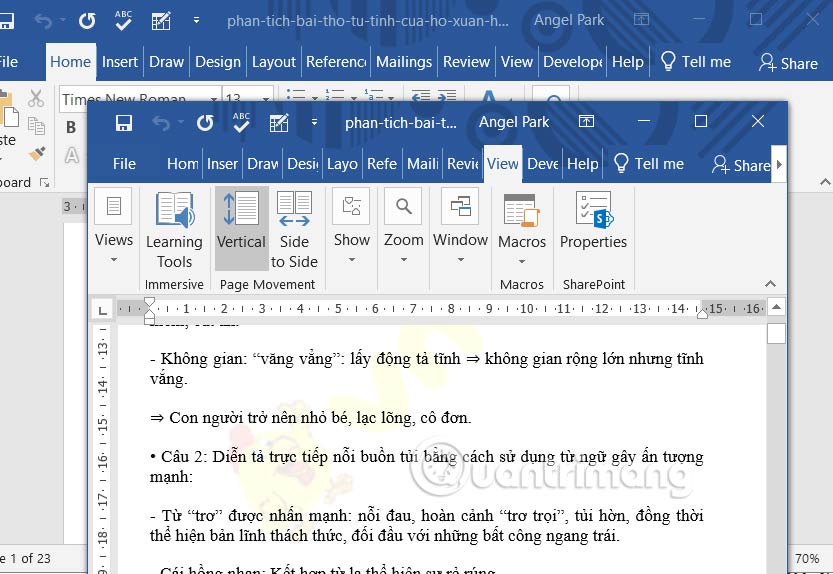 Mở cùng một tài liệu trong nhiều cửa sổ