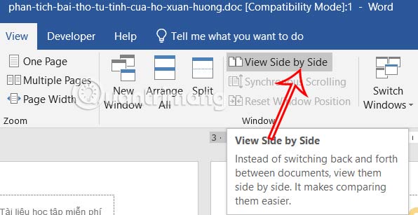 View Side by Side trong tab View