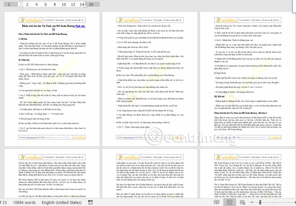 Xem nhiều trang trong Word