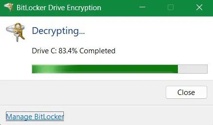Giải mã volume BitLocker hình tam giác màu vàng