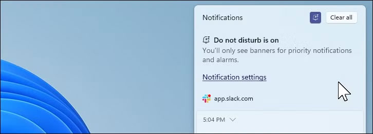 Windows 11 DND đang hoạt động