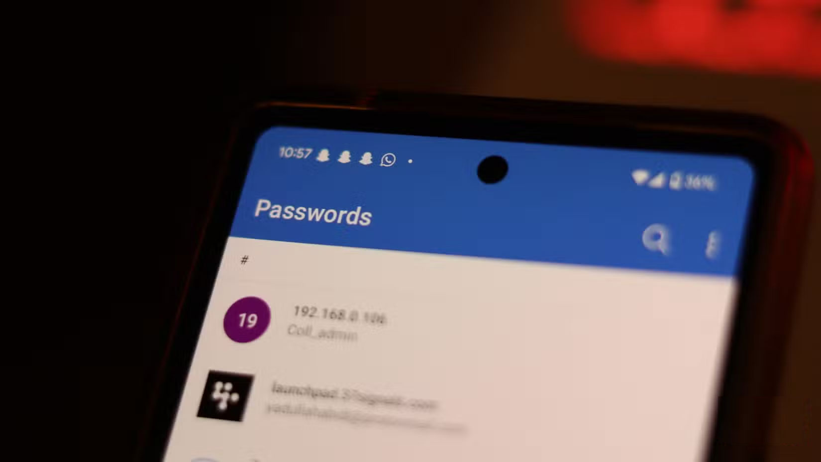 Phần mật khẩu trong Microsoft Authenticator