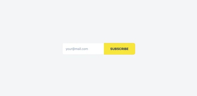 Ví dụ về biểu mẫu đăng ký nhận email CSS Tailwind với trường nhập liệu nằm cạnh nút Subscribe
