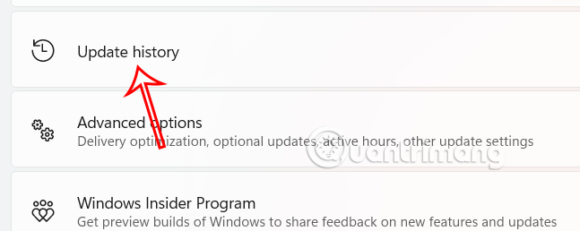 Xem thông tin Windows Update 