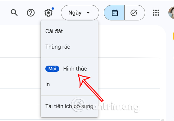 Chọn hình thức Google Calendar