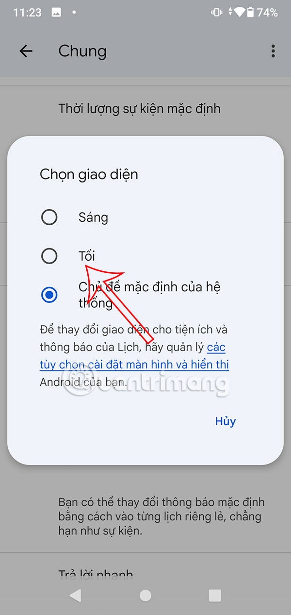 Chọn chủ đề Google Calendar