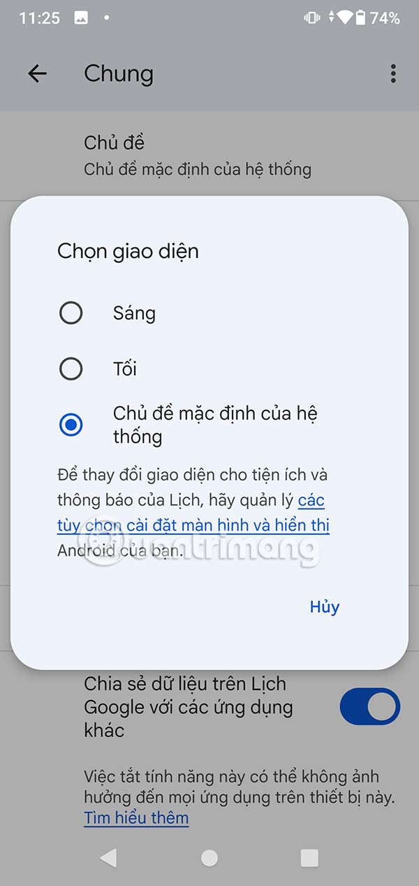 Chủ đề mặc định hệ thống 