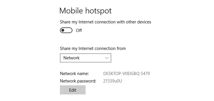 Windows 10 tạo điểm phát sóng di động