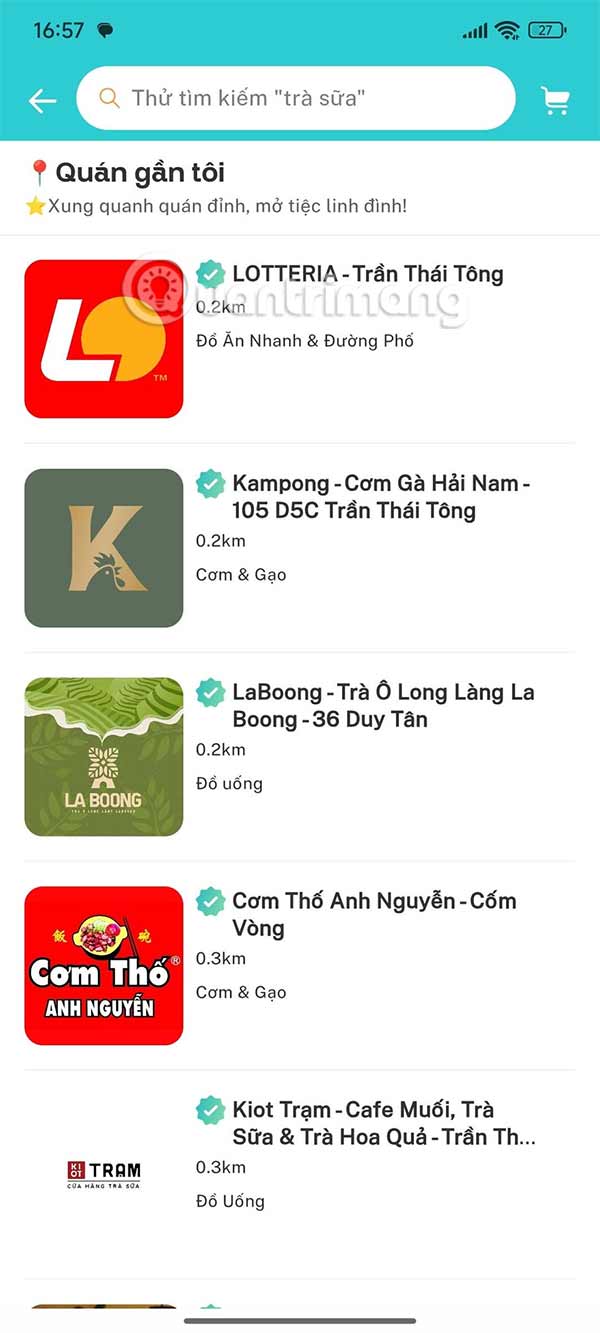 Đề xuất quán Xanh SM Ngon