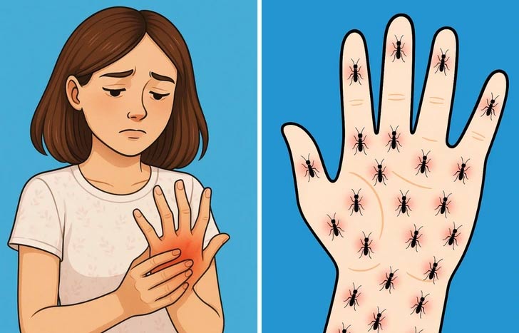 Kiến bò ở tay