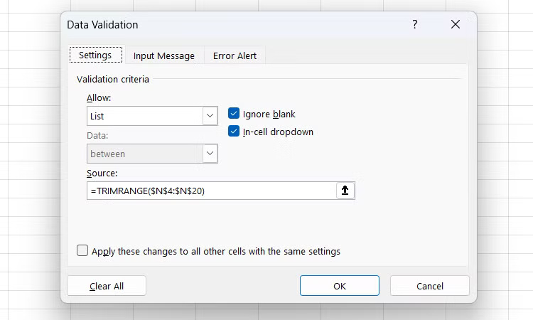 Hướng dẫn dùng hàm TRIMRANGE dọn dẹp bảng Excel