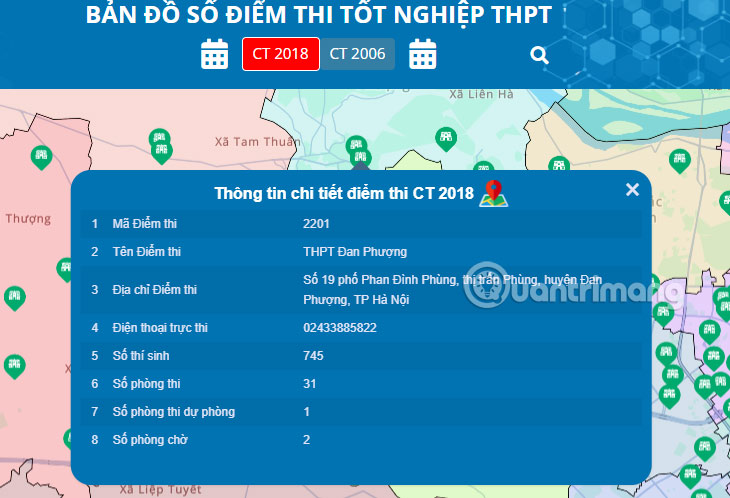 Thông tin địa điểm thi tốt nghiệp THPT