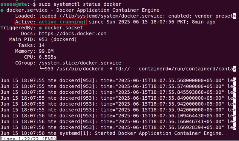 Kiểm tra trạng thái Docker