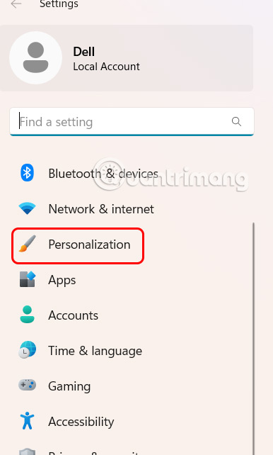 Chỉnh Personalization