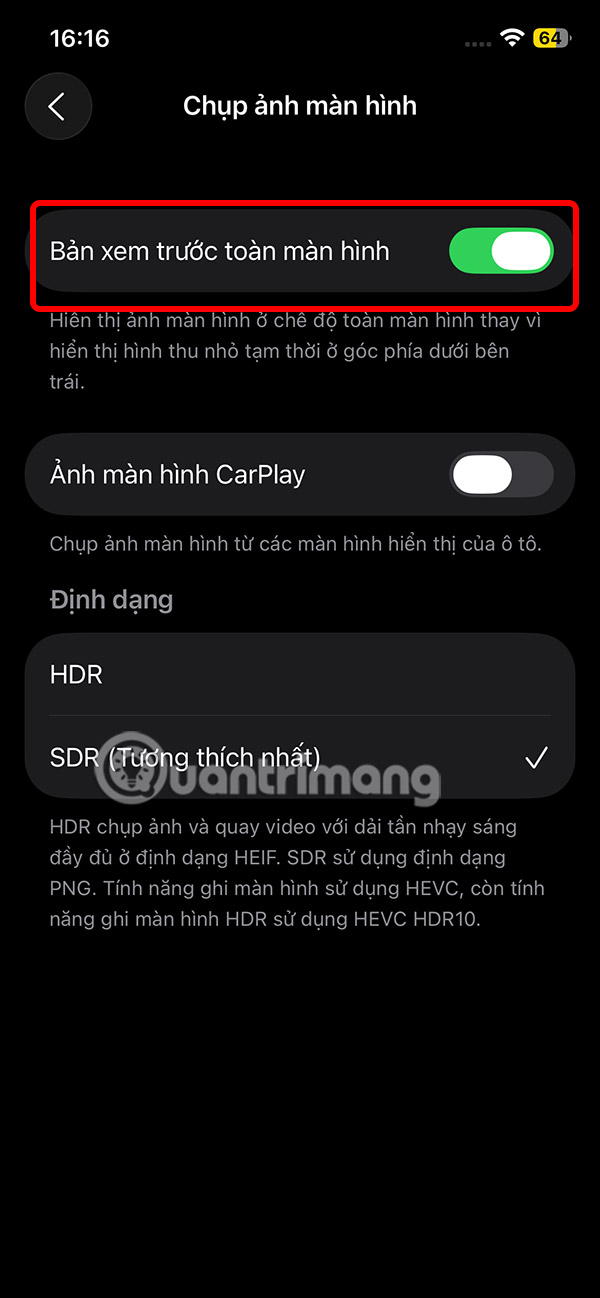 Xem trước ảnh chụp màn hình