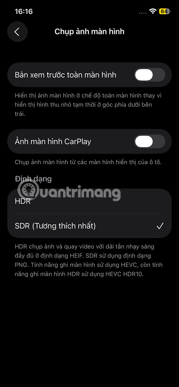 Tắt xem trước ảnh chụp màn hình iPhone