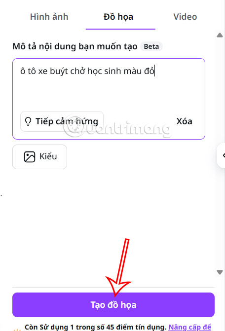 Nội dung tạo đồ họa AI trên Canva