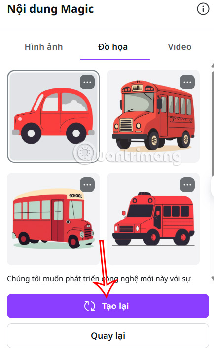 Tạo lại đồ họa AI trên Canva