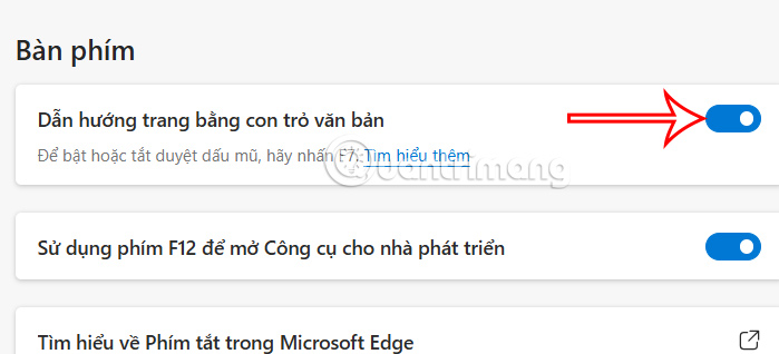 Bật Caret Browsing trên Microsoft Edge