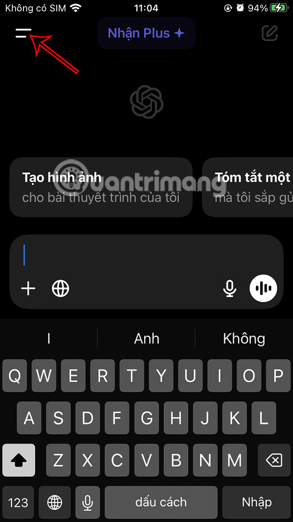 Giao diện ChatGPT điện thoại