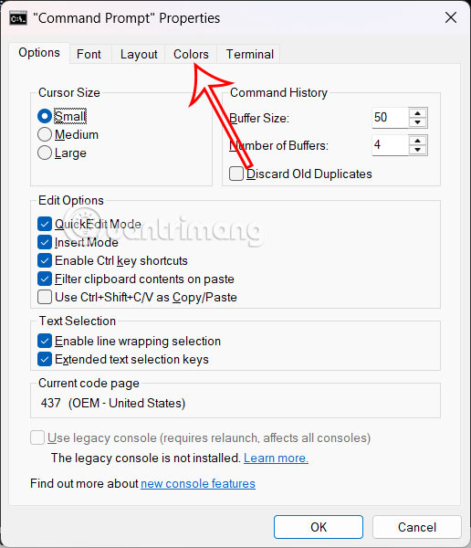 Chỉnh màu sắc Command Prompt Windows