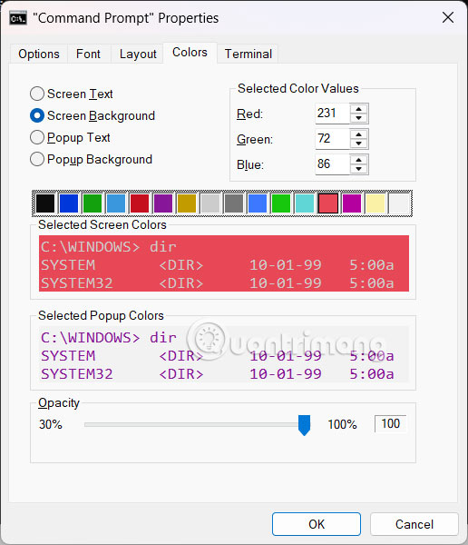 Cài màu sắc Command Prompt Windows