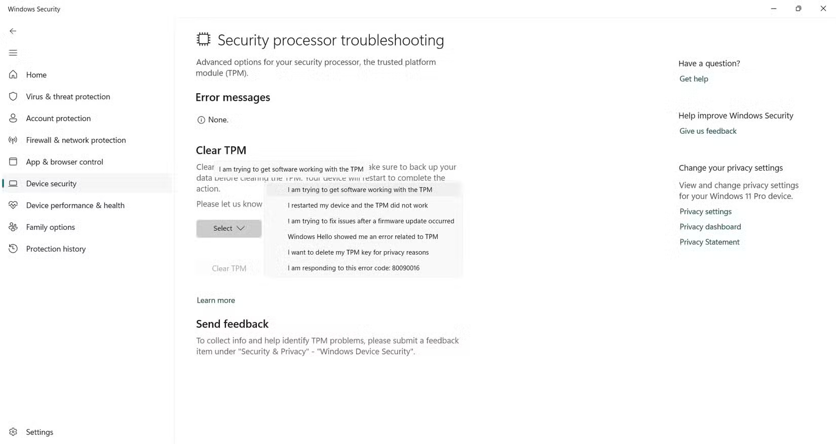 Xóa TPM trong Windows 11
